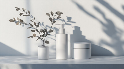 Elegant and Minimalistic Product Mockups Featuring Natural Elements, Shadows, and Modern Designs for Enhanced Visual Branding