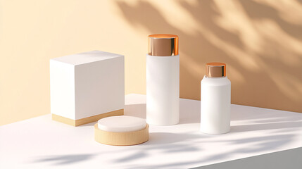 Elegant and Minimalistic Product Mockups Featuring Natural Elements, Shadows, and Modern Designs for Enhanced Visual Branding