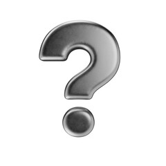 Naklejka premium Question mark icon. Punctuation mark isolated on a transparent background. 3D render of an icon in silver with a matte texture.