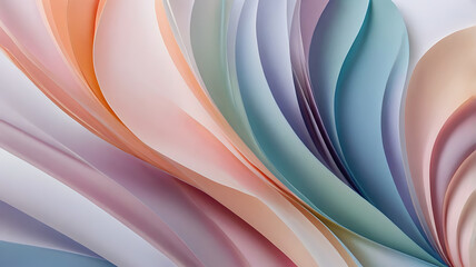 Fototapeta premium Abstract, artistic layout with a swirl of pastel-colored paper or fabric.