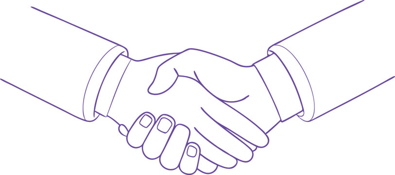 recommend clip art: continuous single line drawing of businessmen shaking hands, business handshake line art vector illustration