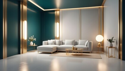 Photo interior modern design room 3d illustration