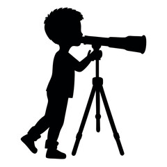 a Boy looking through telescope vector illustration