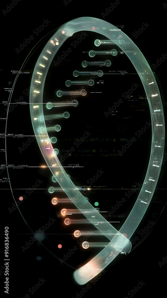 Wall mural dna helix visualization - biotech, bio-technology, biology, genes, genetic engineering, analysis, th