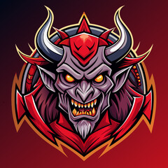 Horned demon mascot esport game logo illustration for sport game team