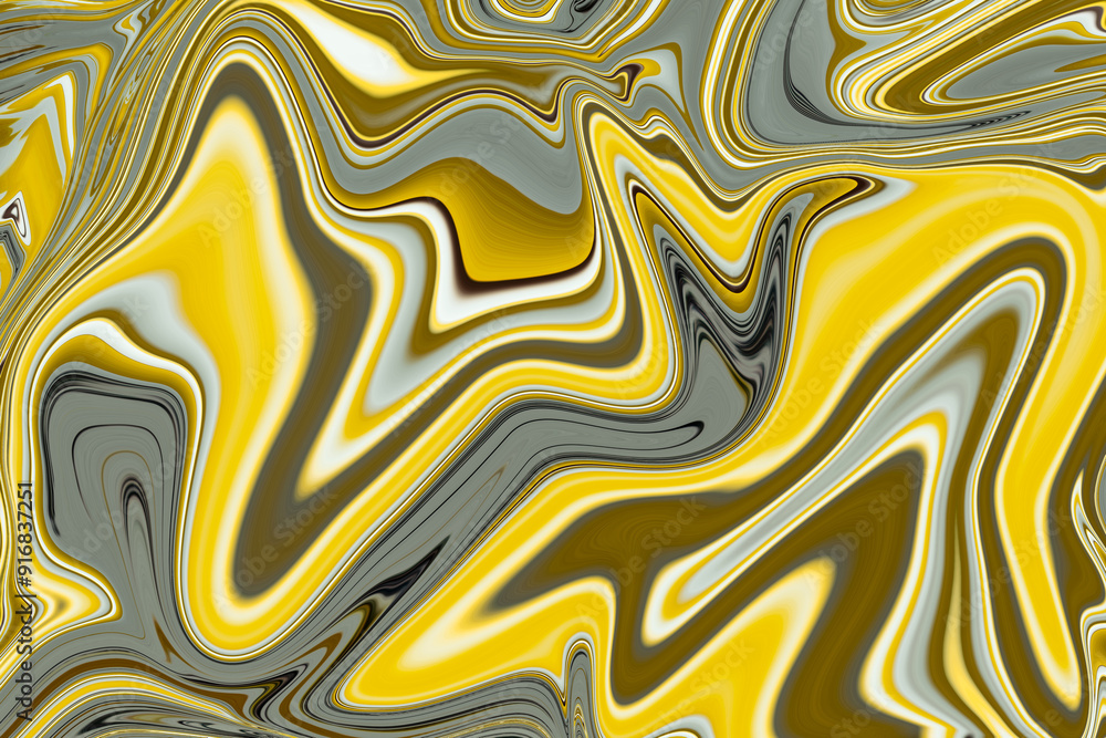Fototapete abstract background of yellow and gray liquid liner. abstract texture of liquid. swirl shapes backgr