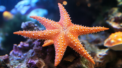 Closeup of a Starfish on Coral Reef