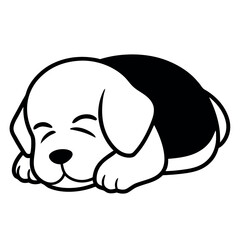 a Cute puppy Sleeping vector illustration, solid color illustration