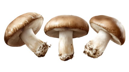 Shiitake mushrooms isolated on transparent background