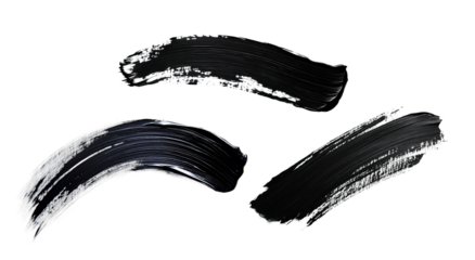 Three black brush strokes on a white background