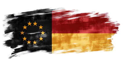 Abstract German flag in paint brush stroke, isolated on transparent background