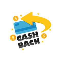 Cashback icon in flat style. Money back label vector illustration on isolated background. Cash back poster sign business concept.