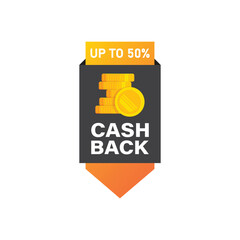 Cashback icon in flat style. Money back label vector illustration on isolated background. Cash back poster sign business concept.