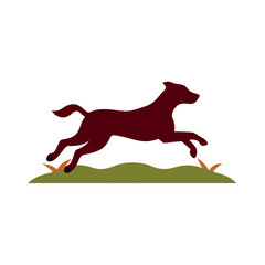 a dog are jumping on the field vector art illustration, solid color illustration, isolated white background