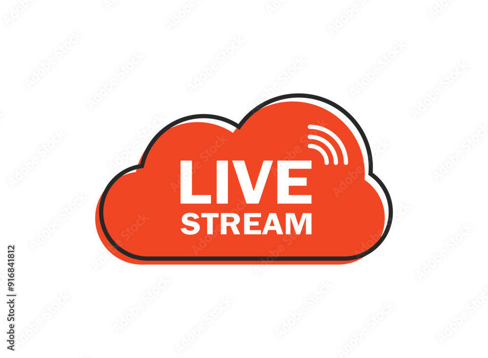 Poster live stream button icon in flat style. webinar vector illustration on isolated background. streaming