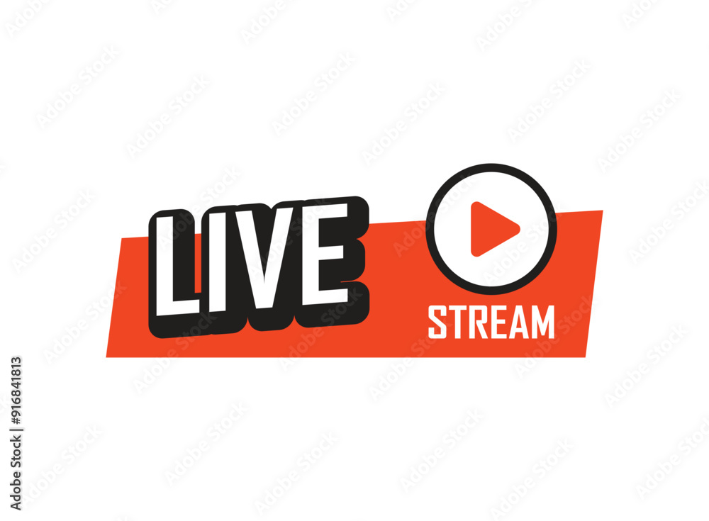 Poster live stream button icon in flat style. webinar vector illustration on isolated background. streaming