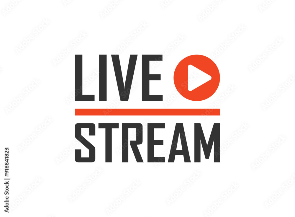 Aufkleber live stream button icon in flat style. webinar vector illustration on isolated background. streaming