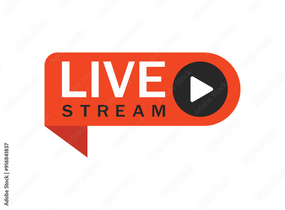 Poster live stream button icon in flat style. webinar vector illustration on isolated background. streaming