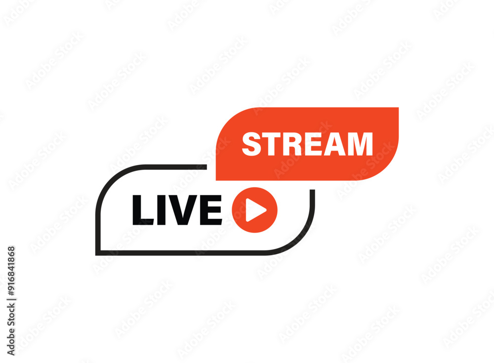Aufkleber live stream button icon in flat style. webinar vector illustration on isolated background. streaming