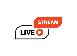 Live stream button icon in flat style. Webinar vector illustration on isolated background. Streaming sign business concept.