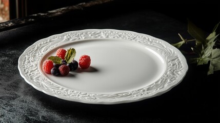 白い皿の上の美しいデザート