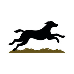 a dog are jumping on the field vector art illustration, solid color illustration, isolated white background
