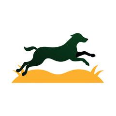 a dog are jumping on the field vector art illustration, solid color illustration, isolated white background