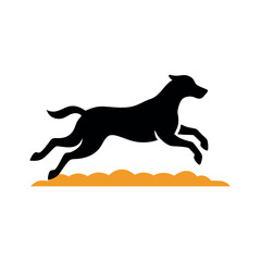 a dog are jumping on the field vector art illustration, solid color illustration, isolated white background