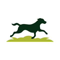 a dog are jumping on the field vector art illustration, solid color illustration, isolated white background