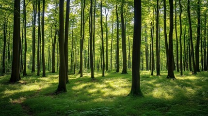 Obraz premium 木々美しい眺め、木洩れ日