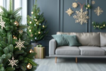 クリスマスツリーのある美しい部屋のデコレーション、　インテリア