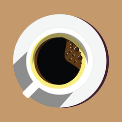 Coffee cup illustration icon vector. Flat illustration of coffee cups and beans in a seamless pattern, perfect for coffee shop designs