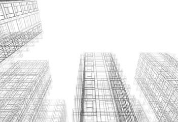 Modern building architectural 3d rendering