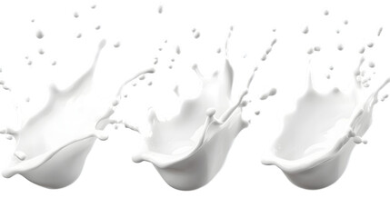 Set of white milk splashes isolated on transparent background © Ahmad