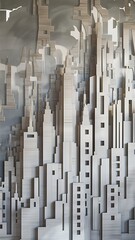 Obraz premium Abstract background paper cut gray wallpaper