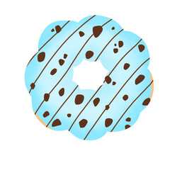 Donut blue banana on top chocolate 