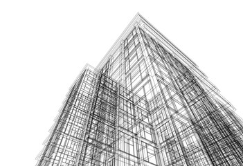 Modern building architectural 3d rendering