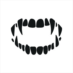 Sharp vampire teeth, monster, jaw, vector
