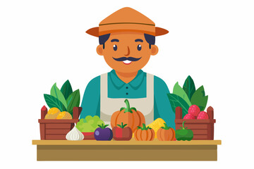 Vegetable Seller Vector illustration.