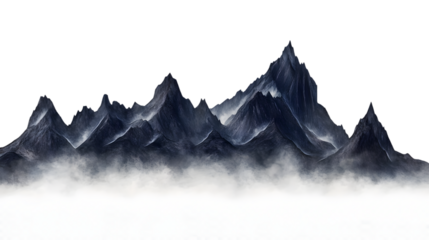 High mountains cut out, isolated on transparent background