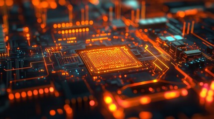 Obraz premium Printed Circuit Board Futuristic Server Circuit