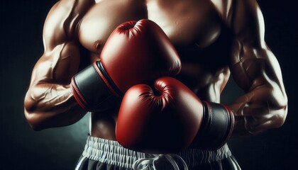 Muscular boxer preparing for the match