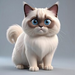 Fototapeta premium Cute cartoon cat with blue eyes.