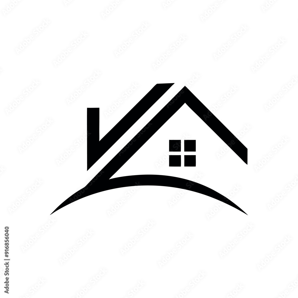 Canvas Prints a minimal and simple house logo vector art illustration, isolated white background