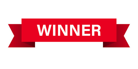 Red winner banner in the form of a flag. Vector victory banner on a transparent background. Red winner’s flag.