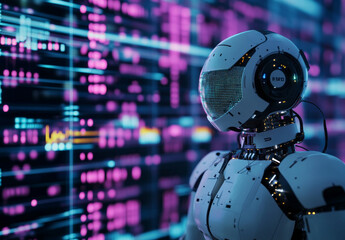 Fototapeta premium Crypto Trading Robot Analyzing Forex Graph