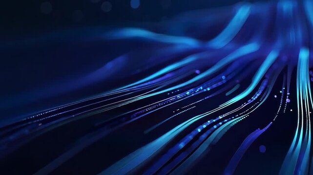 Vibrant blue lines create a mesmerizing abstract pattern, evoking a sense of movement and technology in a digital landscape.