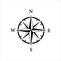 Vector compass rose with North, South, East, and West indicated