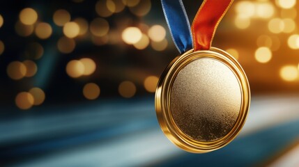 Olympic gold medal, victory, triumph, first place, sportsmanship, game, competition and abstract poster background
