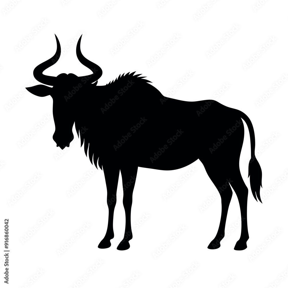 Sticker a Wildebeest vector art illustration